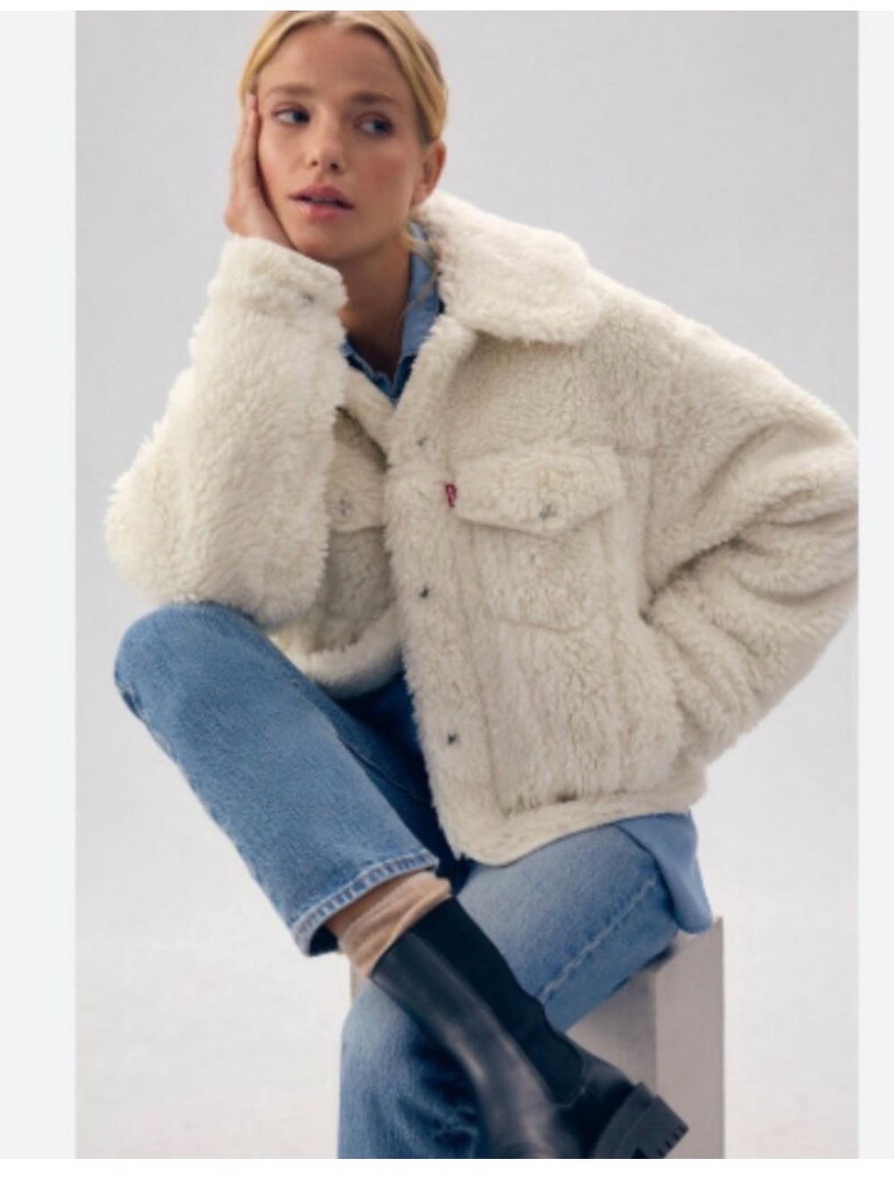 Levi's baby bubble Off-White Teddy Sherpa Trucker Jacket size medium